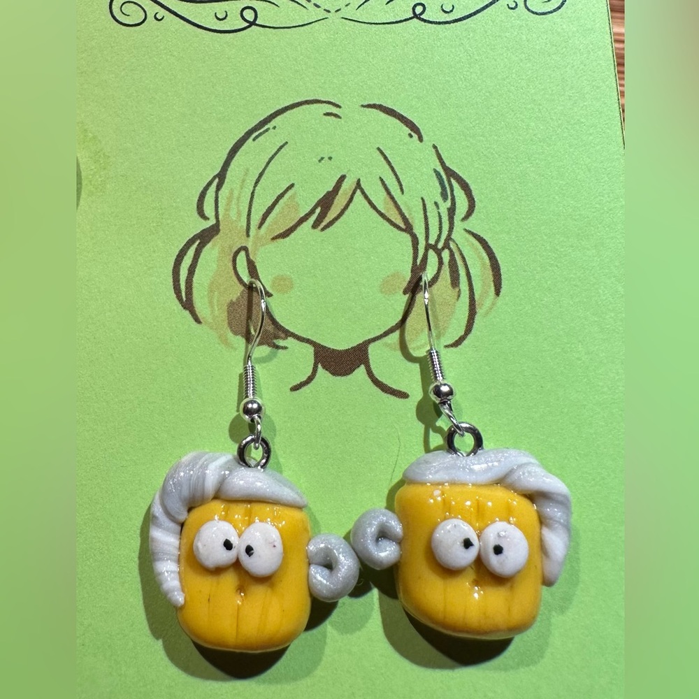 Handmade Polymer Clay Oktoberfest Earrings - beers